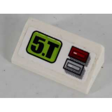 white slope 30 1 x 2 x 2 3 with black 5.t and red light and silver button pattern sticker - set 8864