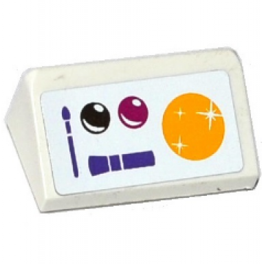 white slope 30 1 x 2 x 2 3 with paintbox and 2 purple makeup brushes pattern sticker - set 41118