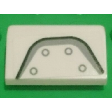 white slope 30 1 x 2 x 2 3 with sw tank armor plate with 4 rivets and black and light bluish gray curved stripe pattern sticker - set 75182