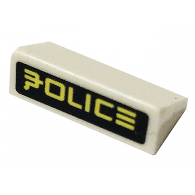 white slope 30 1 x 2 x 2 3 with ninjago police pattern sticker - set 70607