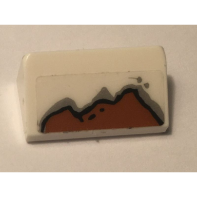 white slope 30 1 x 2 x 2 3 with rust pattern sticker - set 10274