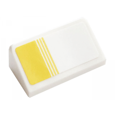 white slope 30 1 x 2 x 2 3 with yellow stripes pattern model left side sticker - set 76897