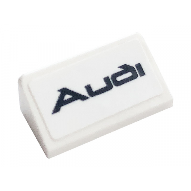 white slope 30 1 x 2 x 2 3 with black audi pattern sticker - set 76897