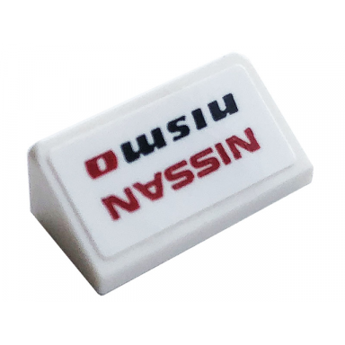 white slope 30 1 x 2 x 2 3 with red nissan and nismo pattern sticker - set 76896