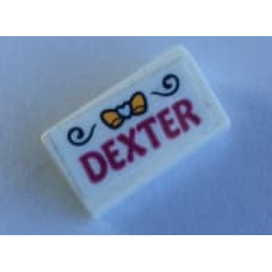 white slope 30 1 x 2 x 2 3 with magenta dexter and bow pattern sticker - set 41344
