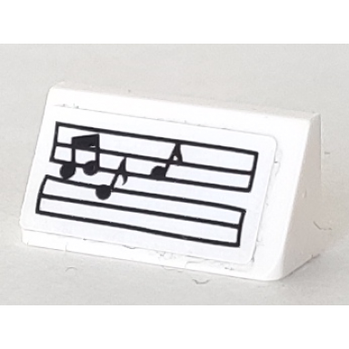 white slope 30 1 x 2 x 2 3 with music notes musical score pattern sticker - set 71006