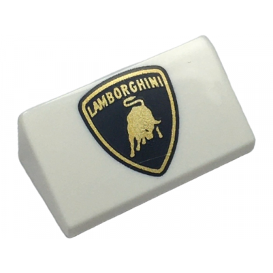 white slope 30 1 x 2 x 2 3 with black and gold lamborghini logo pattern