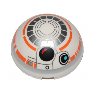 white cylinder hemisphere 4 x 4 with bb-8 droid pattern