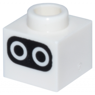 white brick modified 1 x 1 x 2 3 with open stud with circle eyes on black background pattern super mario baby blooper face