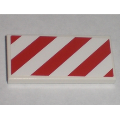 white tile 2 x 4 with red and white danger stripes pattern left sticker - set 7593