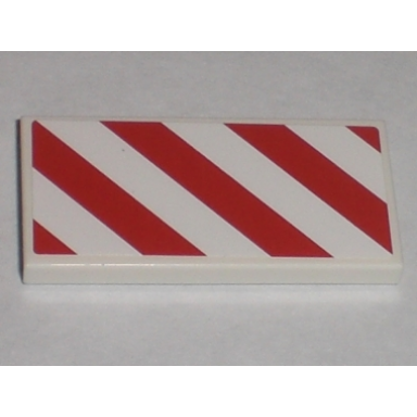 white tile 2 x 4 with red and white danger stripes pattern right sticker - set 7593