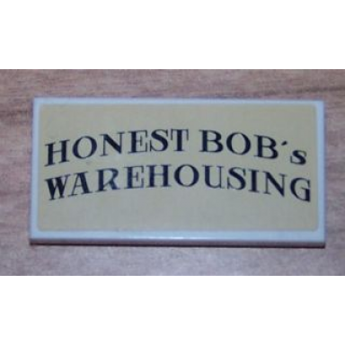 white tile 2 x 4 with honest bobs warehousing on tan background pattern sticker - set 8199