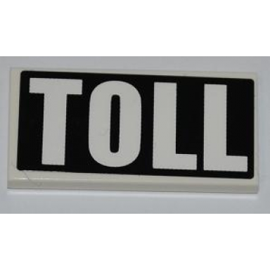 white tile 2 x 4 with white toll on black background pattern sticker - set 8197