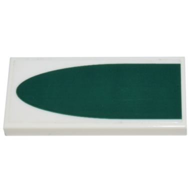 white tile 2 x 4 with dark green half oval pattern sticker - set 8088