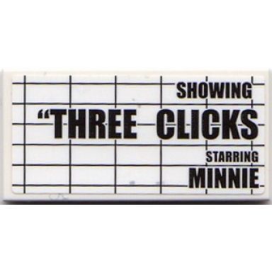 white tile 2 x 4 with showing three clicks starring minnie on black grid pattern sticker - set 10232