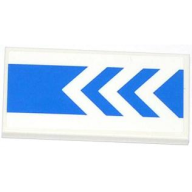white tile 2 x 4 with 3 white arrows on thick blue stripe pattern sticker - set 4207