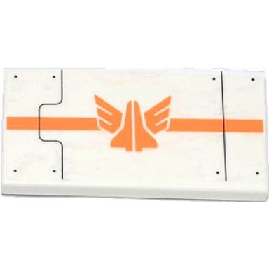 white tile 2 x 4 with black lines rivets orange stripe and galaxy squad logo pattern sticker - set 70707