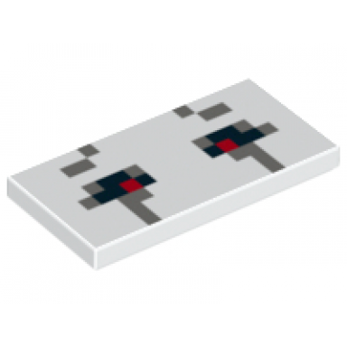 white tile 2 x 4 with black dark bluish gray and red rectangles pattern minecraft ghast open eyes