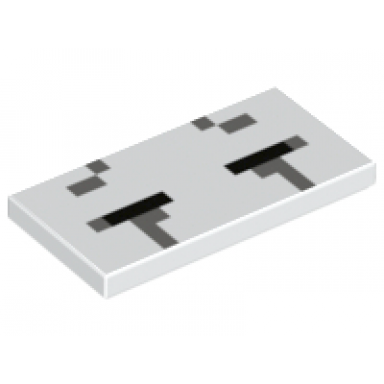 white tile 2 x 4 with black and dark bluish gray rectangles pattern minecraft ghast closed eyes