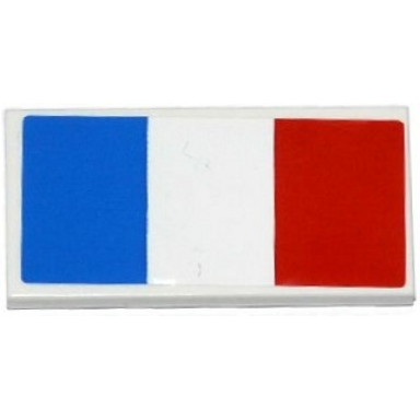 white tile 2 x 4 with french flag pattern sticker - set 75912