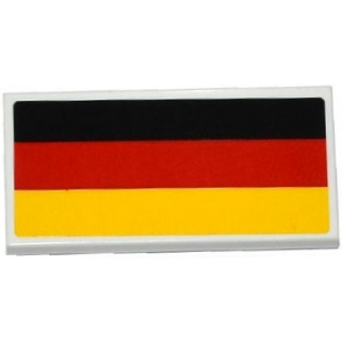white tile 2 x 4 with german flag pattern sticker - set 75912