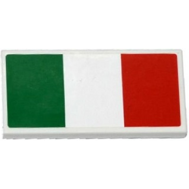 white tile 2 x 4 with italian flag pattern sticker - set 75912