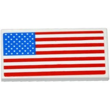 white tile 2 x 4 with american flag large pattern sticker - set 75912