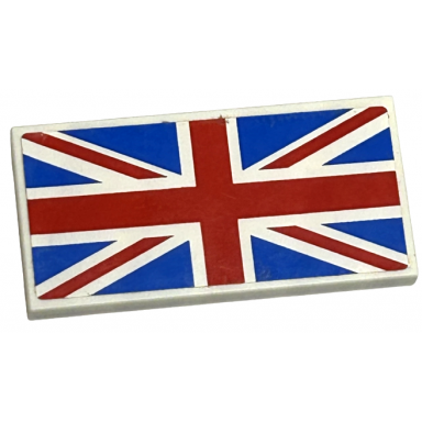 white tile 2 x 4 with united kingdom flag union jack pattern sticker - set 75912