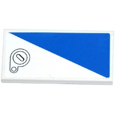white tile 2 x 4 with blue triangle and filler cap pattern model left side sticker - set 60079