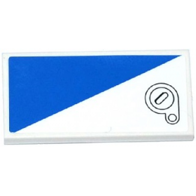 white tile 2 x 4 with blue triangle and filler cap pattern model right side sticker - set 60079