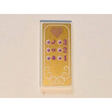 white tile 2 x 4 with elevator buttons on gold background pattern sticker - set 41101