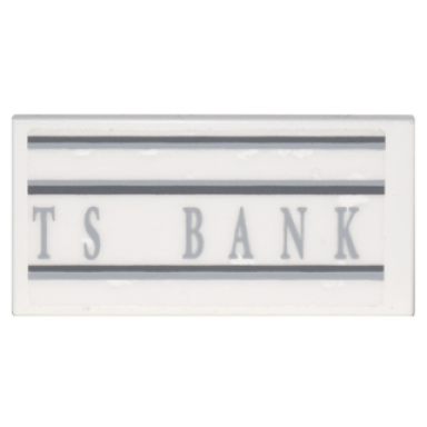 white tile 2 x 4 with ts bank pattern sticker - set 10217