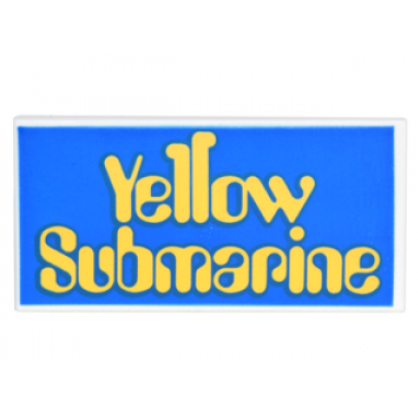 white tile 2 x 4 with yellow submarine on blue background pattern