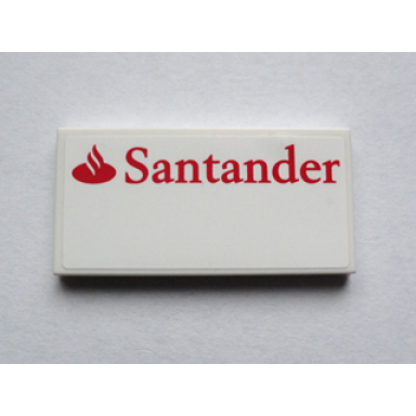 white tile 2 x 4 with red santander pattern sticker - set 75913