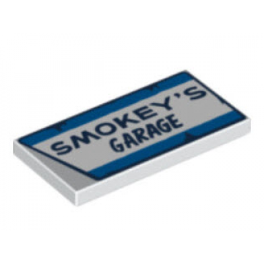 white tile 2 x 4 with dark blue smokeys garage pattern