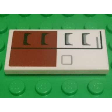 white tile 2 x 4 with sw white and dark red tank armor pattern model left sticker - set 75182