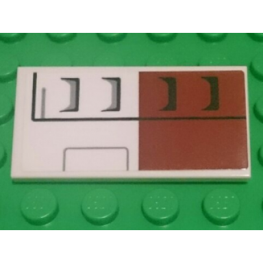 white tile 2 x 4 with sw white and dark red tank armor pattern model right sticker - set 75182