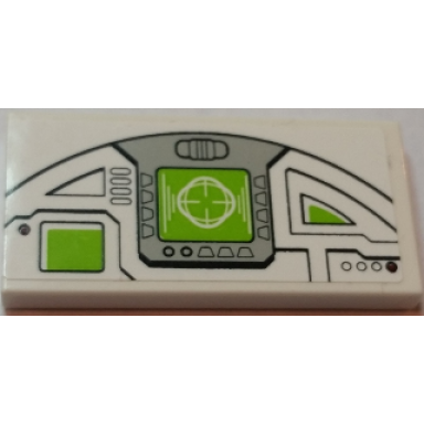 white tile 2 x 4 with pilot console with lime and white hud display pattern model right side sticker - set 75021