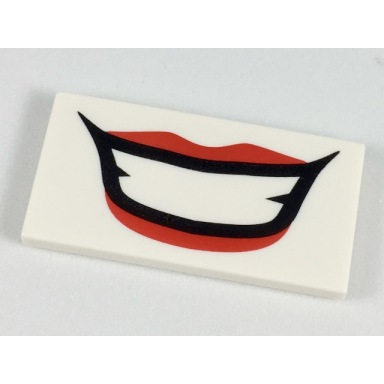 white tile 2 x 4 with large smile with red lips pattern