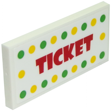 white tile 2 x 4 with ticket pattern sticker - set 10261