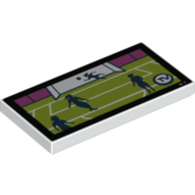 white tile 2 x 4 with soccer players on tv pattern