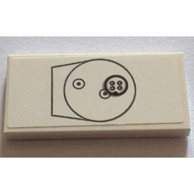 white tile 2 x 4 with black circles pattern model right side sticker - set 75144