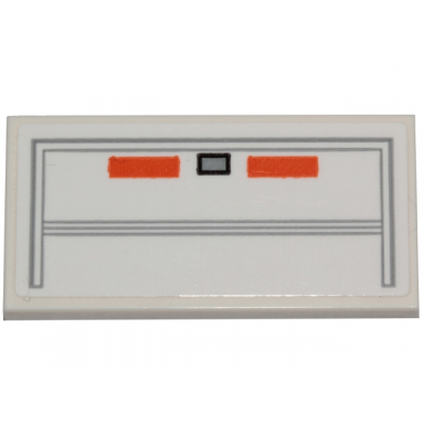 white tile 2 x 4 with sw hull plates and two orange stripes pattern sticker - set 75221