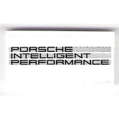 white tile 2 x 4 with porsche intelligent performance and light bluish gray stripes pattern sticker - set 75876