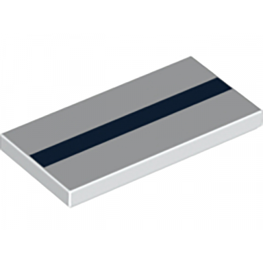 white tile 2 x 4 with dark blue stripe pattern