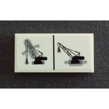 white tile 2 x 4 with crane operating instructions for arm and tread movement pattern sticker - set 42042