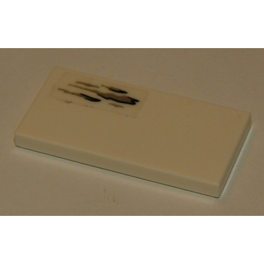 white tile 2 x 4 with silver and black dirt pattern sticker - set 76083