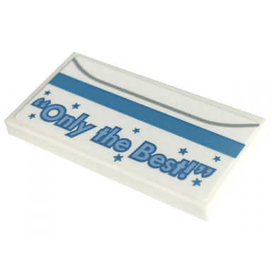 white tile 2 x 4 with only the best! pattern sticker - set 60253