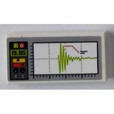white tile 2 x 4 with lime graph 19.85 and controls on light bluish gray pattern sticker - set 60124