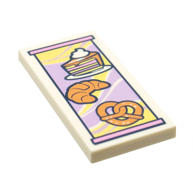 white tile 2 x 4 with pie croissant and pretzel menu pattern